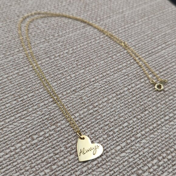 18 Inch Gold Over Sterling Silver Love Always Heart Necklace A6279 - Picture 2 of 7